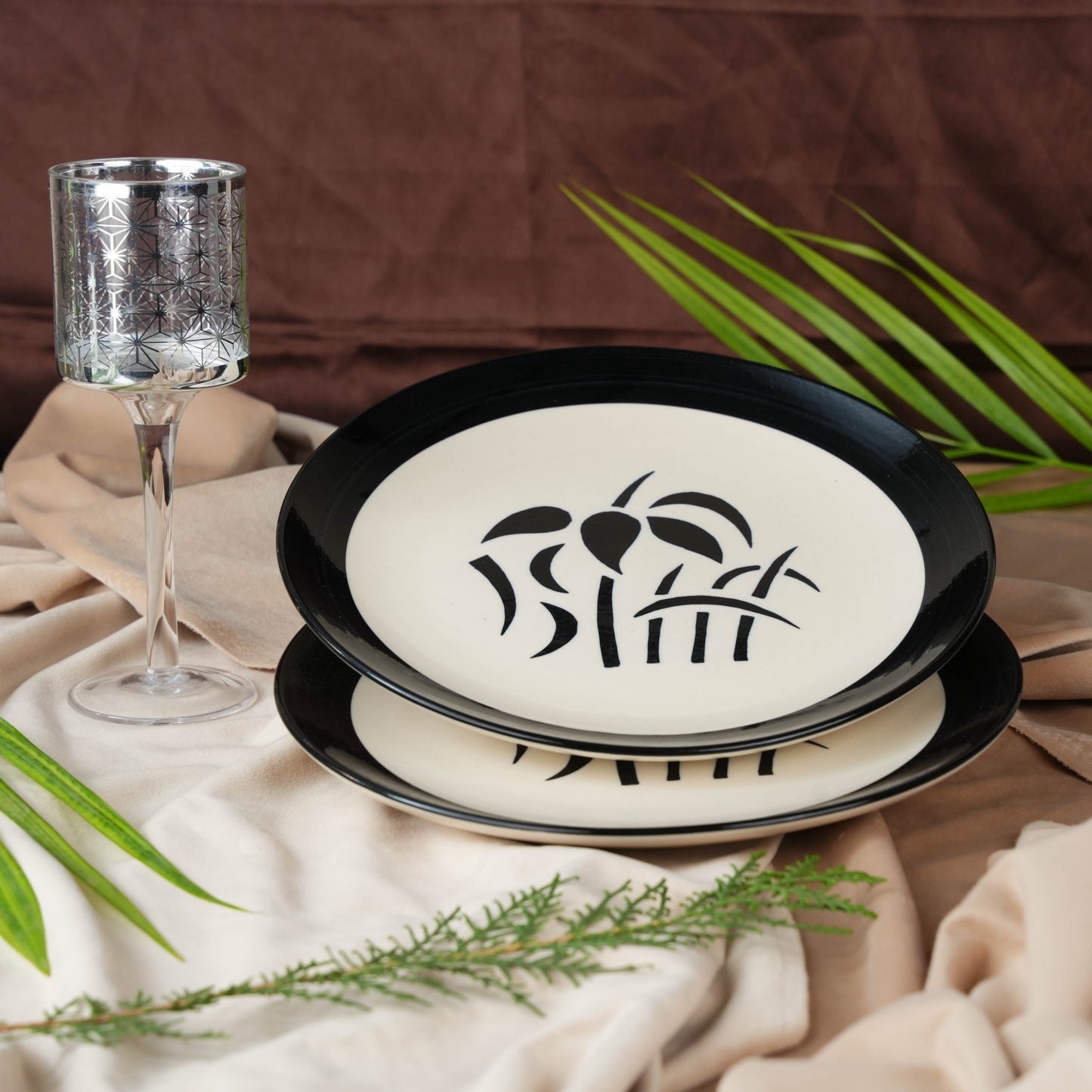 Caffeine Ceramic Handmade Stoneware Black Imperial Dinner Plate set of 4 - Caffeine Premium Stoneware