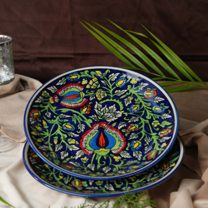 Caffeine Ceramic Handmade Blue Jaipuri Quarter Plate 7”(Set of 6) - Caffeine Premium Stoneware