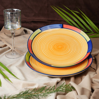 Caffeine Ceramic Handmade Stoneware Yellow Dinner Plates set of 4 - Caffeine Premium Stoneware