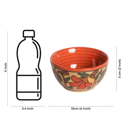Caffeine Ceramic Handmade Orange Flora katori Bowl (Set of 2) - Caffeine Premium Stoneware