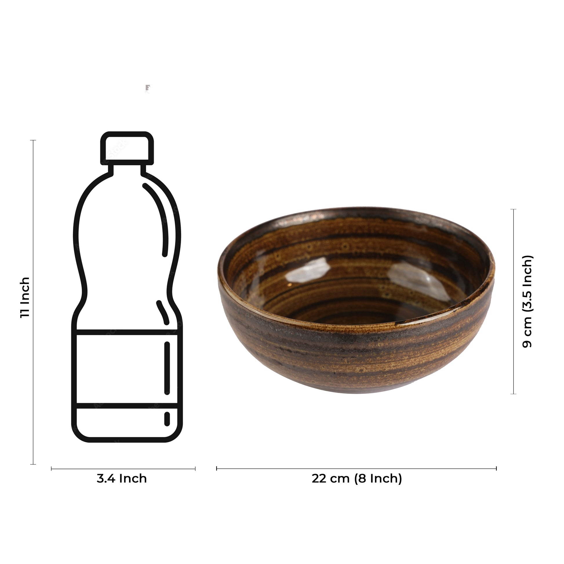 Caffeine Ceramic Handmade Wooden Serving Bowl (Set of 3) - Caffeine Premium Stoneware