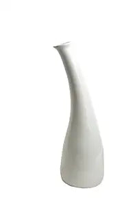 Caffeine Premium Ceramic Handmade White Matte Flower Vase (Set Of 1)