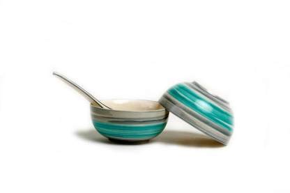 Caffeine Ceramic Handmade Sea Green Dinner Set (37 pcs. Dishwasher Safe & Microwave Safe) - Caffeine Premium Stoneware