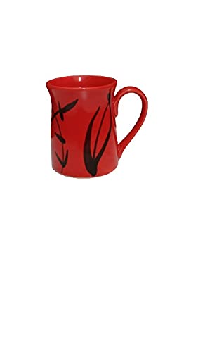 Caffeine Ceramic Handmade Red Bamboo Coffee Mug (Set of 4) - Caffeine Premium Stoneware