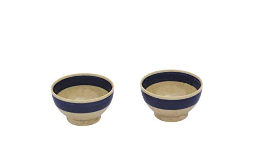 Caffeine Ceramic Handmade Cream  Blue Studio Nut Serving Bowl (Set of 2) - Caffeine Premium Stoneware