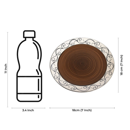 Caffeine Ceramic Handmade Stoneware Brown Doodle Quarter Plate 7” (Set of 2 Microwave & Dishwasher Safe ) - Caffeine Premium Stoneware