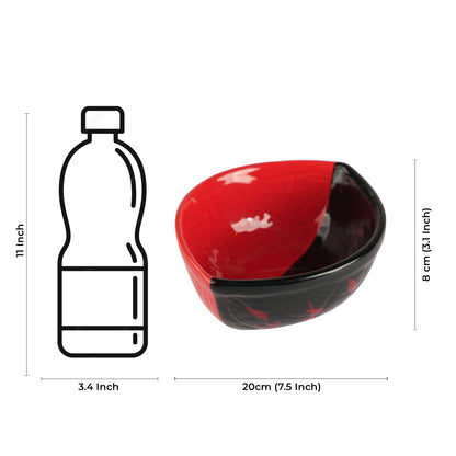 Caffeine Ceramic Handmade Half Red & Black Serving Bowl (Set of 3) - Caffeine Premium Stoneware