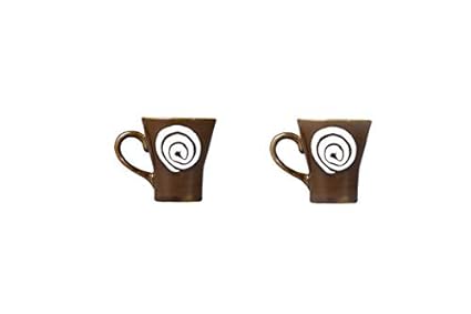 Caffeine Ceramic Handmade Brown Doodle Tea Cup (Set of 6) - Caffeine Premium Stoneware