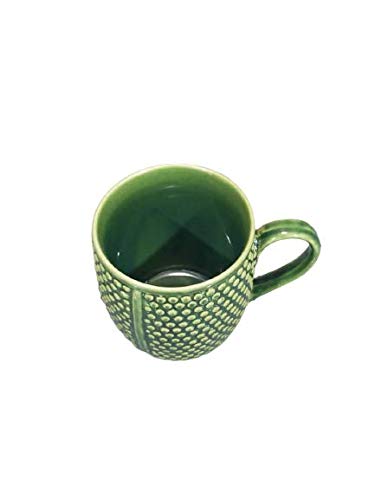 Caffeine Ceramic Handmade Green Bubble Coffee Mug (Set of 4) - Caffeine Premium Stoneware