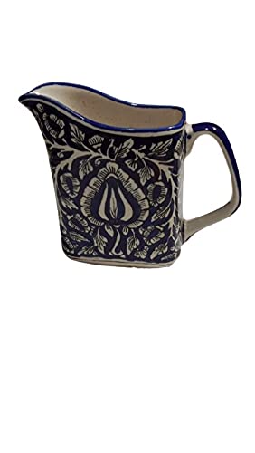 Caffeine Ceramic Handmade Stoneware Blue Mughal Milk and Water Jug (Set of 1, 700 ml) - Caffeine Premium Stoneware