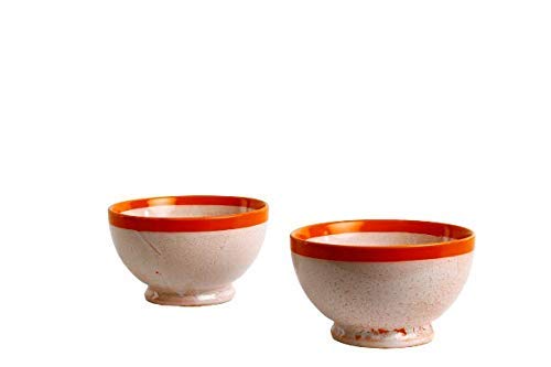 Caffeine Ceramic Handmade Orange Crackle Studio Nut Serving bowl (Set of 2) - Caffeine Premium Stoneware