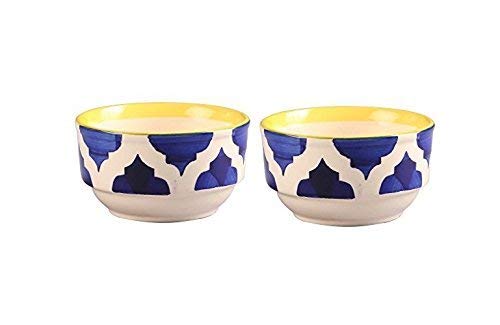 Caffeine Ceramic Handmade Blue Umrao Combo Dinner Set 6 - Caffeine Premium Stoneware