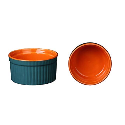 Caffeine Ceramic Handmade Blue & Orange Ramekins Bowl (Set of 2) - Caffeine Premium Stoneware