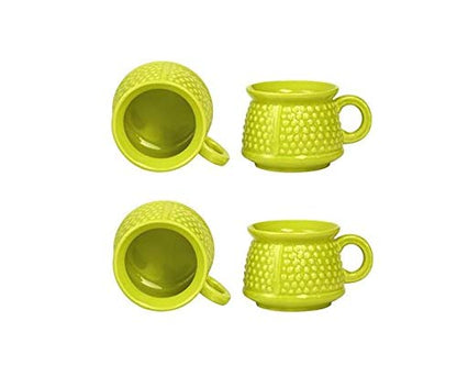 Caffeine Ceramic Handmade Lemon Green Bubble Tea Cup set of 4 - Caffeine Premium Stoneware