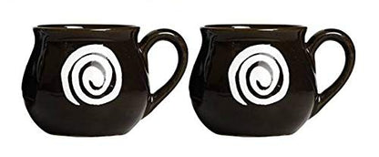 Caffeine Ceramic Handmade Black Doddle Tea Cup (Set of 2) - Caffeine Premium Stoneware