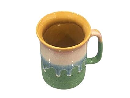 Caffeine Ceramic Handmade Green & Multi Color Beer Mug (Set of 2) - Caffeine Premium Stoneware