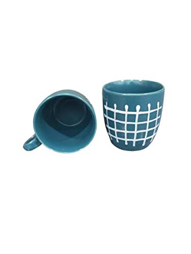 Caffeine Ceramic Handmade Sky Blue Cherry Coffee Mug (Set of 2) - Caffeine Premium Stoneware