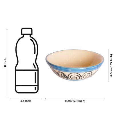 Caffeine Ceramic Handmade Blue Doodle Katori Bowl- (Set of 6) - Caffeine Premium Stoneware