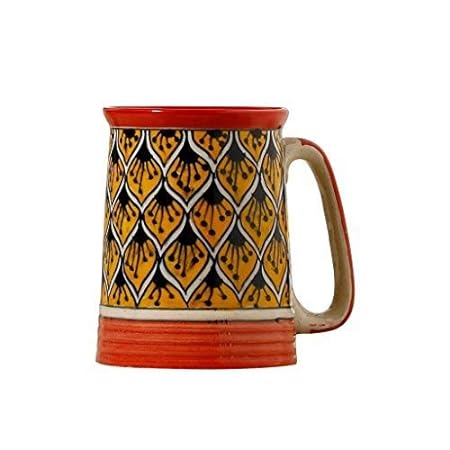 Caffeine Ceramic Handmade Orange Morocco Beer Mug (Set of 2) - Caffeine Premium Stoneware