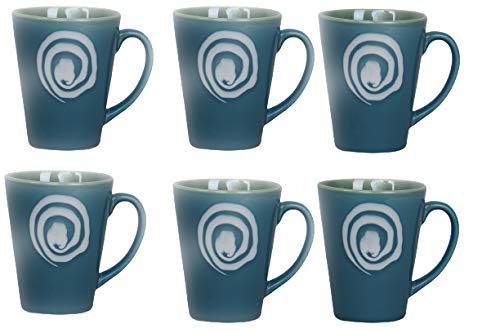 Caffeine Ceramic Handmade Sea Green Tea & Coffee Mugs (Set of 6) - Caffeine Premium Stoneware