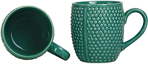 Caffeine Ceramic Green Handpainted Bubble  Tea Mugs & Coffee Mugs Set of 2 (300 ML) - Caffeine Premium Stoneware