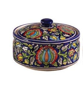 Caffeine Ceramic Handmade  Blue Jaipuri Serving Donga Casserole Large (set of 1)