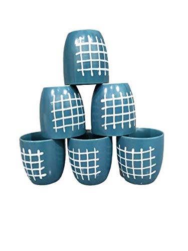 Caffeine Ceramic Handmade Blue Sky Cherry Coffee Mug (Set of 6) - Caffeine Premium Stoneware