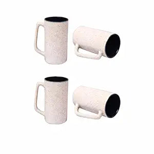 Caffeine Ceramic Handmade White Matte & black Milk Mug (Set of 4) - Caffeine Premium Stoneware