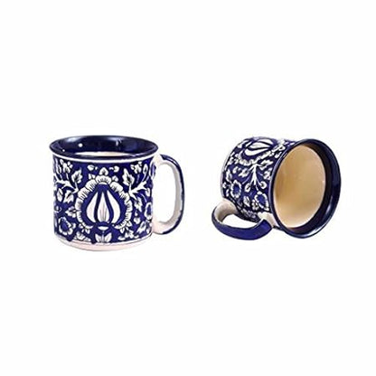 Caffeine Ceramic Handmade Blue Mughal Maggie Mug (Set of 2) - Caffeine Premium Stoneware