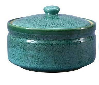 Caffeine Ceramic Handmade Green Ferrous Serving Casserole with Lid (Set of 3) - Caffeine Premium Stoneware