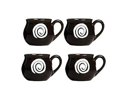 Caffeine Ceramic Handmade Black Doddle  Tea Cup  set of 4 - Caffeine Premium Stoneware