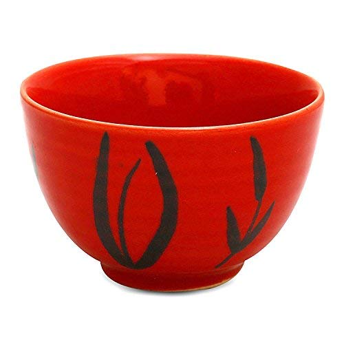 Caffeine Ceramic Handmade red Bamboo Dessert Bowl (Set of 6, 150 ml) - Caffeine Premium Stoneware