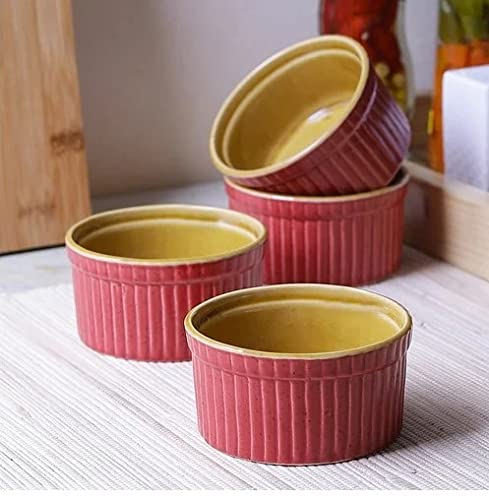 Caffeine Ceramic Handmade Pink & Mustard Ramekin Bowl (set of 4) - Caffeine Premium Stoneware