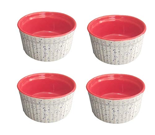 Caffeine Classic Handmade White & Red Ramekins Bowl (Set of 4) - Caffeine Premium Stoneware