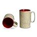 Caffeine Ceramic Stoneware Handmade White & Red Milk Mug (Set of 4) - Caffeine Premium Stoneware