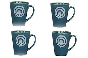 Caffeine Ceramic Handmade Sea Green Tea & Coffee Mugs (Set of 4) - Caffeine Premium Stoneware