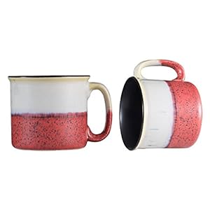 Caffeine Ceramic Handmade Matte White and Coral Peach Maggie Mug (Set of 2) - Caffeine Premium Stoneware