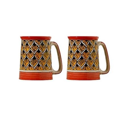 Caffeine Ceramic Handmade Orange Morroco Beer Mug – Set of 6 - Caffeine Premium Stoneware