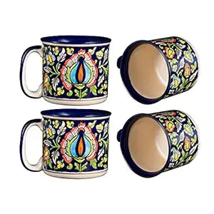 Caffeine Ceramic Handmade Blue Jaipuri Maggie Mug (Set of 4) - Caffeine Premium Stoneware