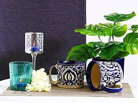 Caffeine Ceramic Handmade Blue Mughal Maggie Mug (Set of 6) - Caffeine Premium Stoneware