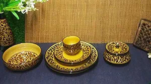 Caffeine Ceramic Handmade Brown Sehra Combo Dinner Set (8 pcs.) - Caffeine Premium Stoneware