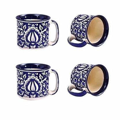 Caffeine Ceramic Handmade Blue Mughal Maggie Mug (Set of 4) - Caffeine Premium Stoneware