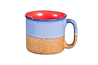 Caffeine Ceramic Handmade Blue and Mustard Maggie Mug (Set of 2) - Caffeine Premium Stoneware