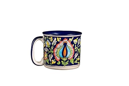 Caffeine Ceramic Handmade Blue Jaipuri Maggie Mug (Set of 2) - Caffeine Premium Stoneware