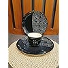 Caffeine Ceramic Handmade Black Doodle Combo Dinner Set of 4  - Caffeine Premium Stoneware