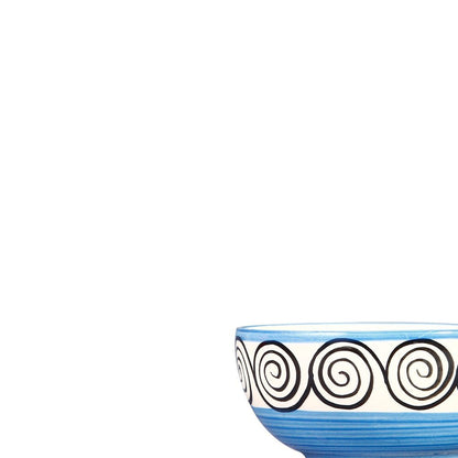 Caffeine Ceramic Handmade Blue Doodle Dessert Bowl (Set of 4, 150 ml) - Caffeine Premium Stoneware