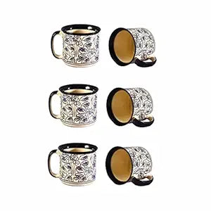 Caffeine Ceramic Handmade Black Perru Maggie Mug (Set of 6) - Caffeine Premium Stoneware