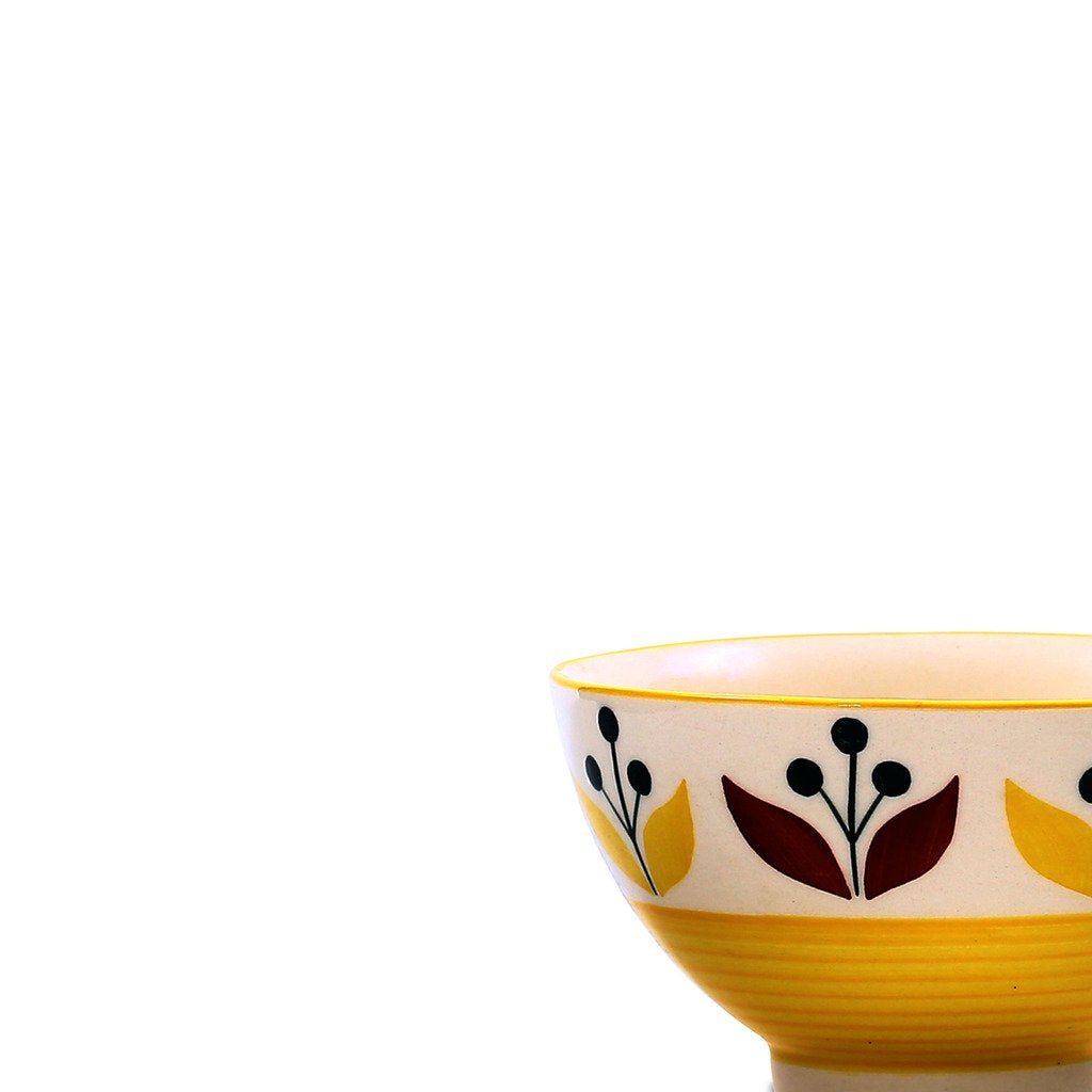 Caffeine Ceramic Handmade Yellow Lily Nut Serving Bowl (Set of 2) - Caffeine Premium Stoneware