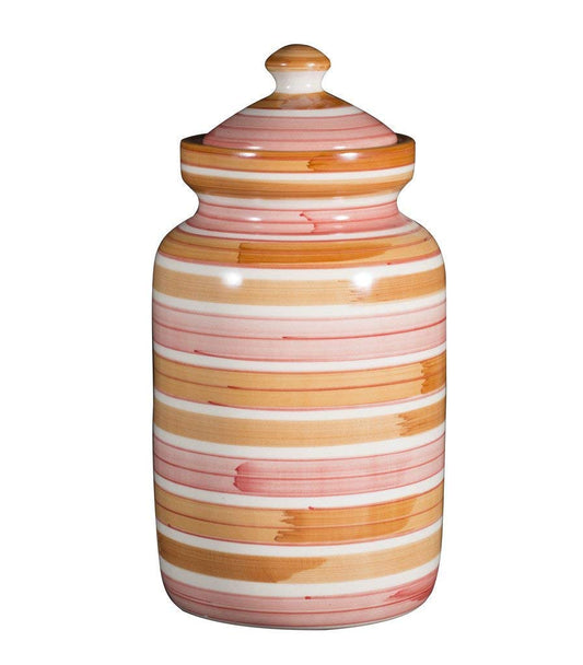 Caffeine Ceramic Stoneware Handmade Orange Illusion Barni/Pickle Jar (Set of 1 Dishwasher & Microwave Safe) - Caffeine Premium Stoneware