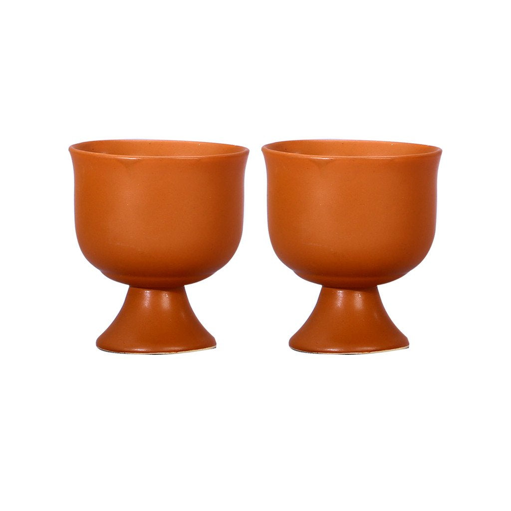 Caffeine Ceramic Handmade Mud Brown Icecream Cup (Set of 2) - Caffeine Premium Stoneware